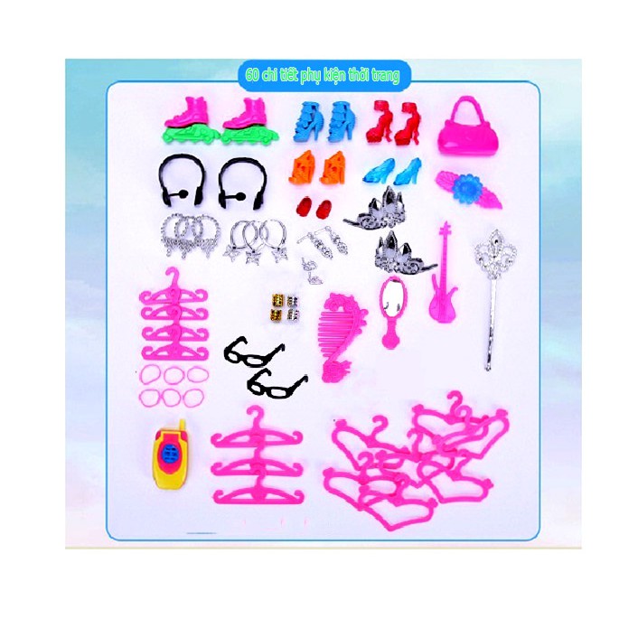 Set Bộ Phụ Kiện Búp Bê 113 Chi Tiết + (Tặng Búp Bê 12 Khớp 30cm+1 Búp bê Chibi)