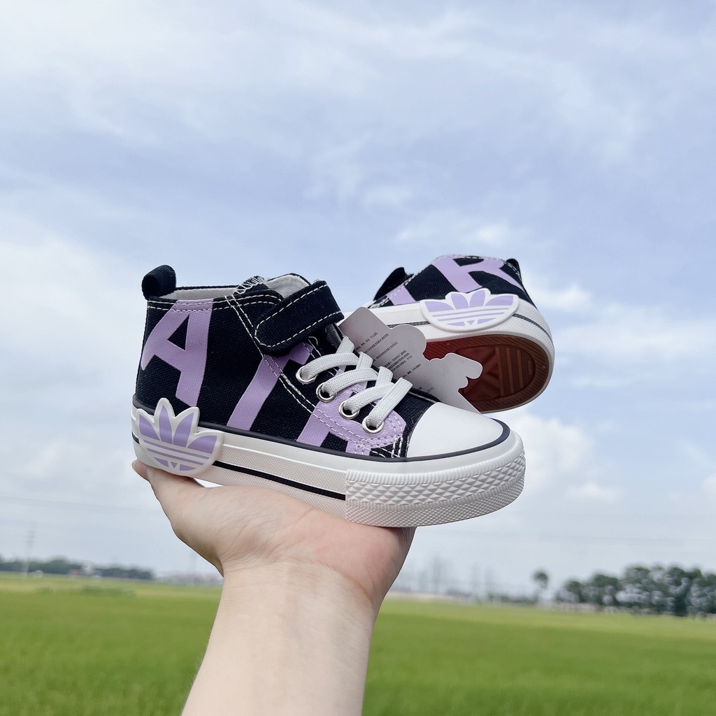 Giày thể thao cao cổ cho bé trai, bé gái phong cách năng động khóa dán kèm dây buộc tùy chỉnh đi êm chân Babybees 6080