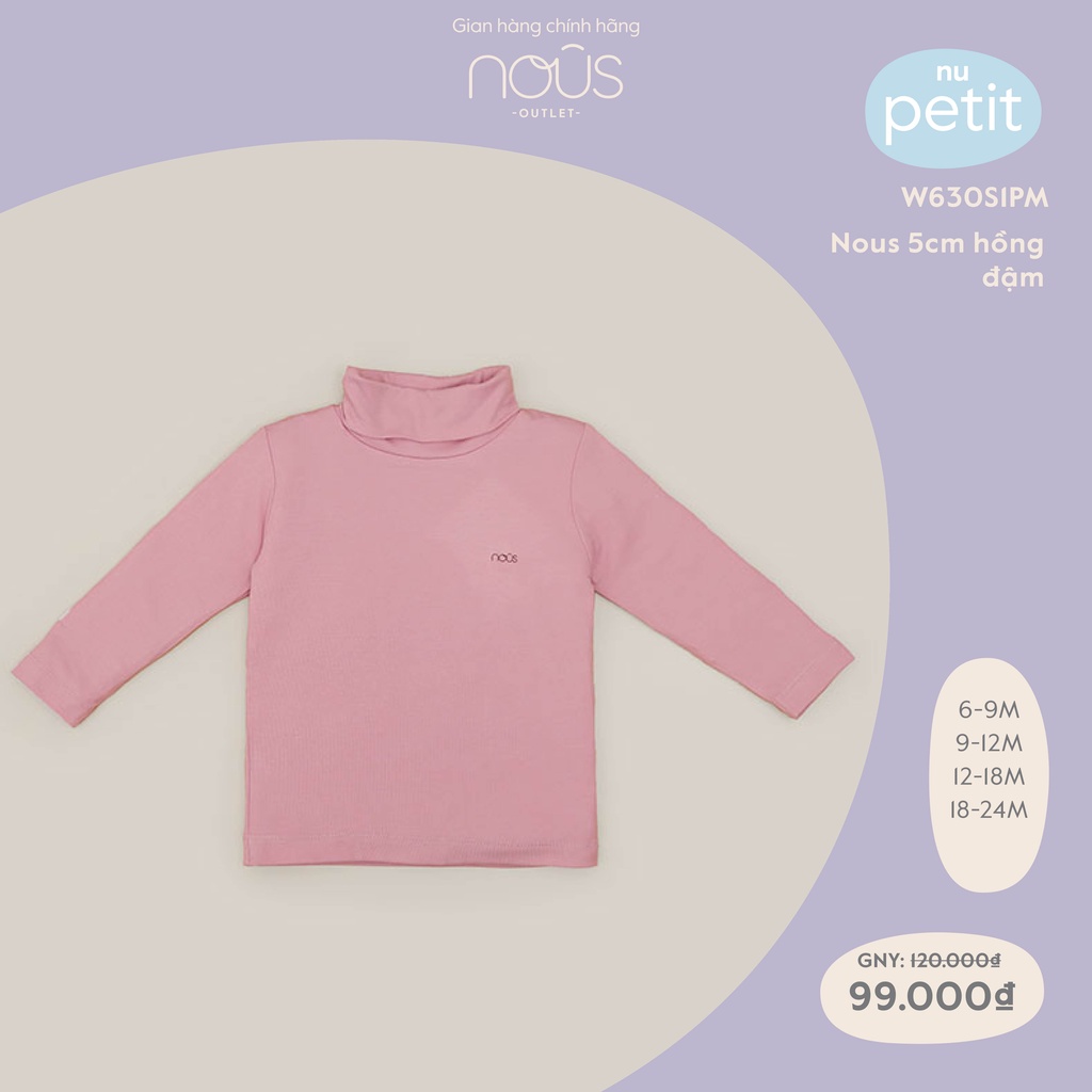Áo thun dài tay cổ lọ Nous màu hồng cho bé gái - chất liệu Nu Petit kháng khuẩn mềm nhẹ (Size Từ 3-24M)