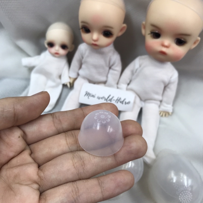 Wig cap silicon cho búp bê BJD 1/12, 1/8, 1/6 Ming, Mong, Meng hỗ trợ giữ tóc giả cho búp bê, wig len.