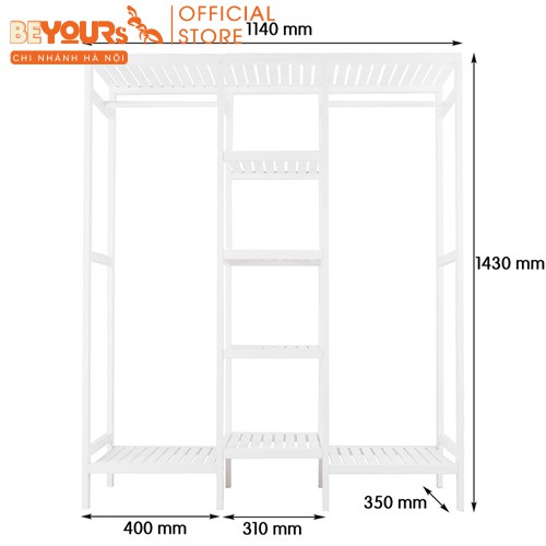 Tủ Treo Quần Áo Gỗ BEYOURs - Triple Hanger Size Khổng Lồ Lắp Ráp Dễ Dàng - Nội Thất Phòng Ngủ