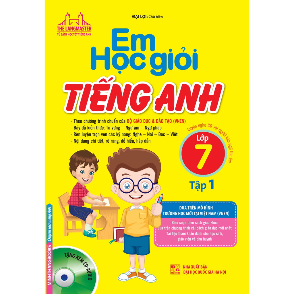 Sách - The Langmaster - Em Học Giỏi Tiếng Anh Lớp 7 Tập 1 (Kèm Cd)