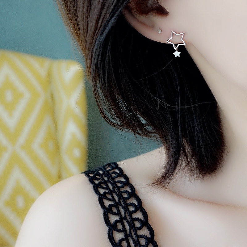 Bông tai xỏ lỗ hình tròn/ ngôi sao đơn giản thời trang cho nữ
