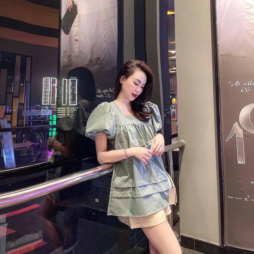 SET ÁO THÔ CỔ VUÔNG TAY BỒNG QUẦN SOOC BẢNG 3 MÀU CHO NỮ | BigBuy360 - bigbuy360.vn