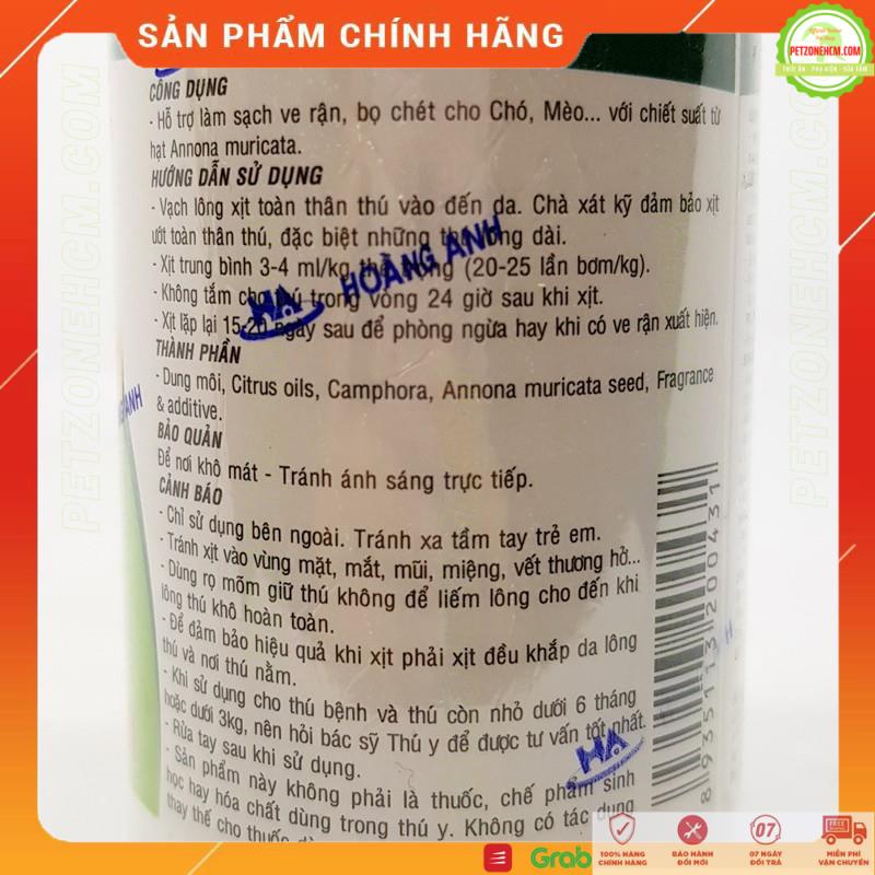 Diệt ve cho chó mèo  FREESHIP  FAY 100X xịt ve rận bọ chét ký sinh ngoài da chó mèo 350ml | PetZoneHCM