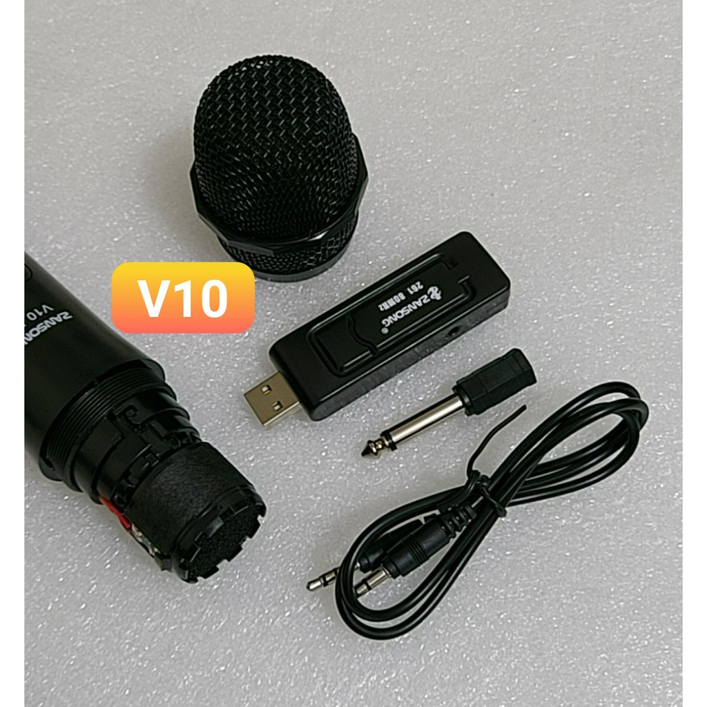 Micro Karaoke không dây V12+V10 cho loa kéo Daile / Aige / Zansong / Shuae V12 có màn hình LCD