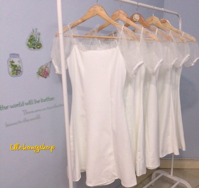 [Mã FATHANG5 giảm 10K đơn 50K]  ĐẦM TRẮNG XUÔNG TRỄ VAI phối lưới cực phẩm | BigBuy360 - bigbuy360.vn