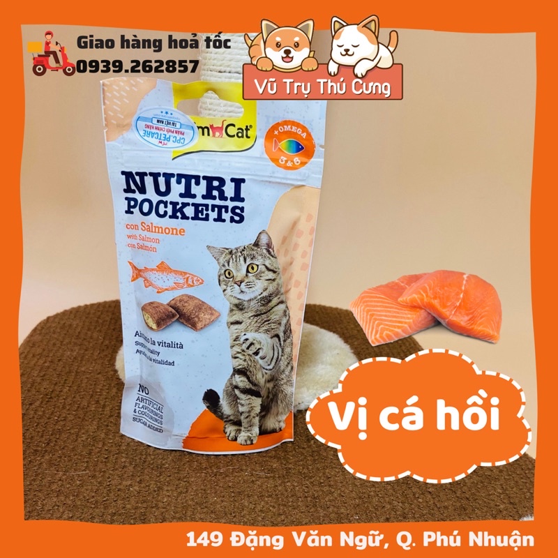 Snack Gimcat cho Mèo, bánh quy giòn có nhân, tiêu búi lông mèo, 60g