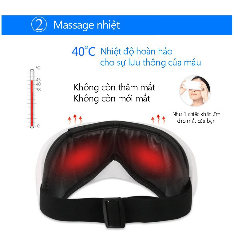 Máy Massage mắt EYE CARE áp suất khí sưởi nóng có Bluetooth nghe nhạc (Có bảo hành).