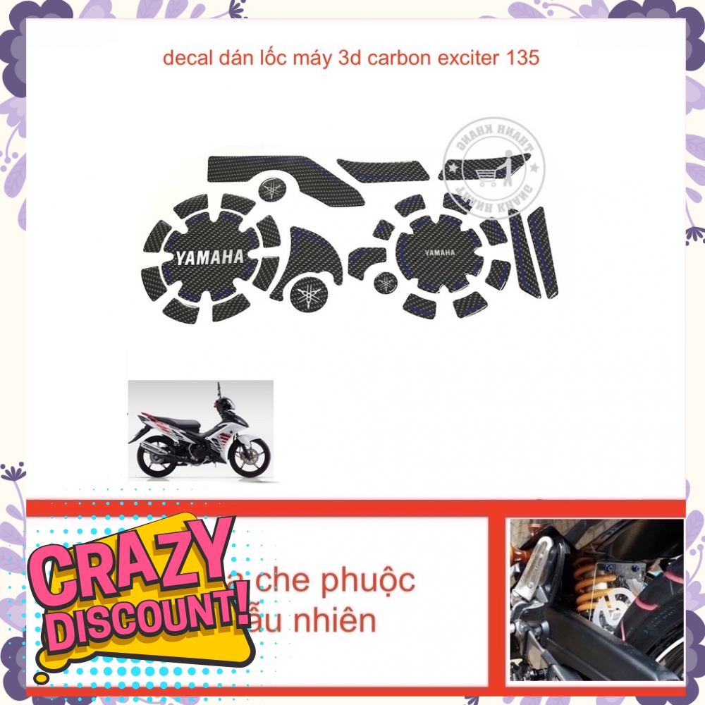 Decal 3D dán lốc máy Exciter 135 tặng mica che phuộc ngẫu nhiên  006000966 006001068