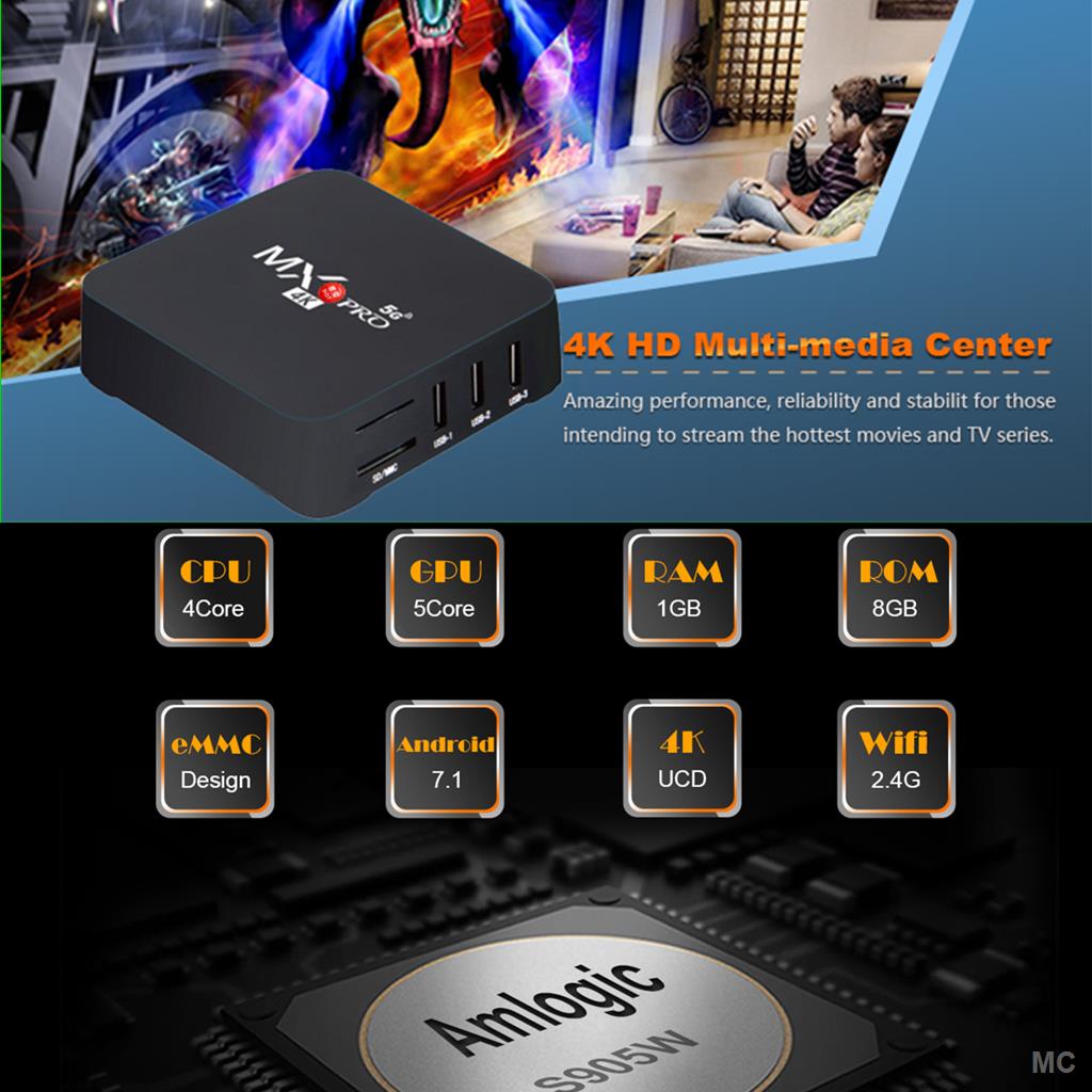 Đầu TV box MXQ Pro 4K Android 10.1 4K 8gb + 128gb HD s905w + i8 ChấT LượNg Cao KèM Phụ KiệN