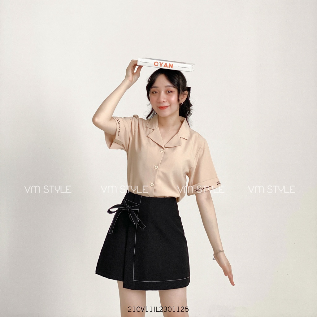 Chân váy ngắn xếp tà lưng phối dây thời trang ulzzang Hàn Quốc Fmstyle Saigon 21CV11IL2301 | BigBuy360 - bigbuy360.vn