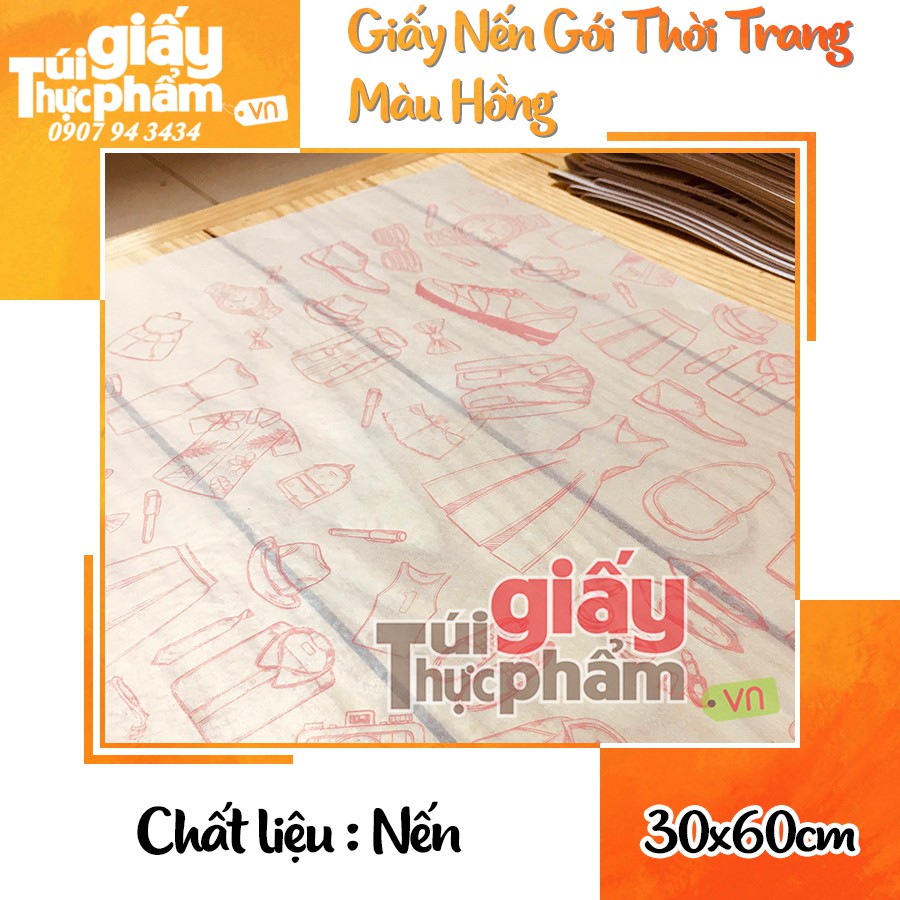 500 Giấy Nến Gói Thời Trang, Phụ Kiện, linh kiện, gói quà, gói hoa  (30x60cm - 21gsm - Hoa Văn màu Hồng)