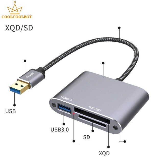 Đầu Đọc Thẻ Nhớ Đa Năng 3 Trong 1 Usb3.0 Sang Xqd / Sd / Usb3.0