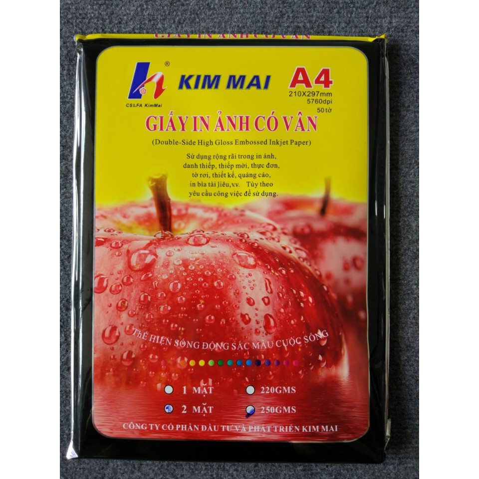 Giấy in Ảnh Có Vân Kim Mai ĐL250 (50 Tờ)