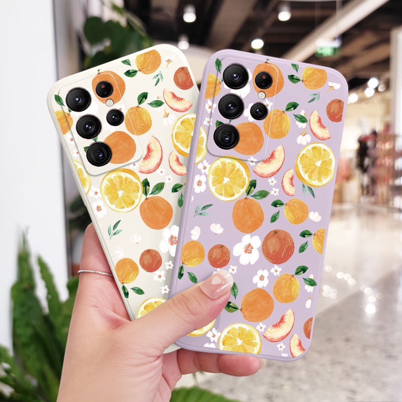 Ốp Điện Thoại Màu Nước Cam Cho Samsung Galaxy S23 S22 Ultra Plus