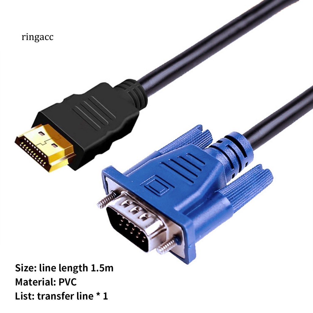 Dây Cáp Chuyển Đổi Đầu HDMI-compatible Sang VGA Mạ Vàng Cho Máy Tính Để Bàn