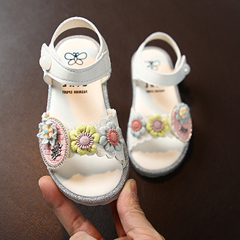Xăng đan Đế Bằng Đính Hoa Thời Trang Mùa Hè Cho Bé Gái