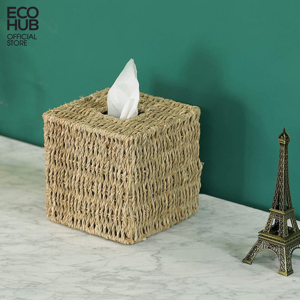 Hộp đựng khăn giấy ECOHUB bằng cói đan thủ công (ECOHUB Tissue Box)