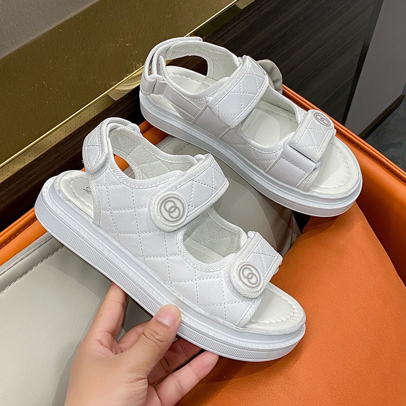 Dép Sandal nữ GUC trắng đen, dép quai hậu Học Sinh Sinh Viên full box