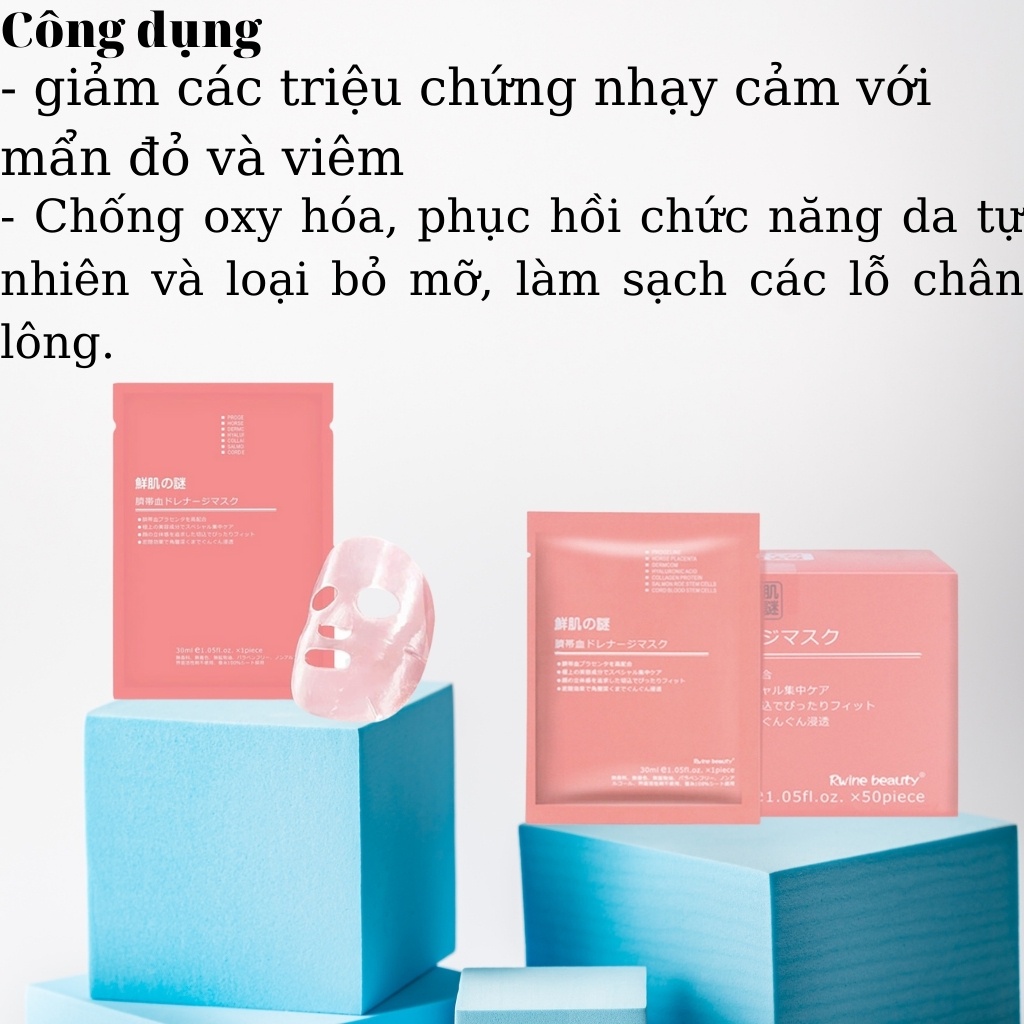 Mặt nạ nhau thai cừu tế bào gốc cuống rốn ❤𝑭𝒓𝒆𝒆𝒔𝒉𝒊𝒑❤  Rwine Beauty Stem Cell Placenta Mask và mặt nạ Naruko Nhật Bản