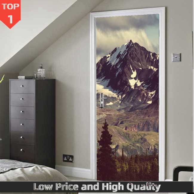 AM Snow Mountain Wall Sticker 3D Door Sticker Home Decoration Door Sticker