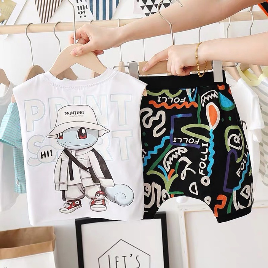 Bộ Cộc Tay Quần Lửng  Spint Cho Bé Trai, Set Cực Xinh Style Bad Boy Cho Bé Ken Store