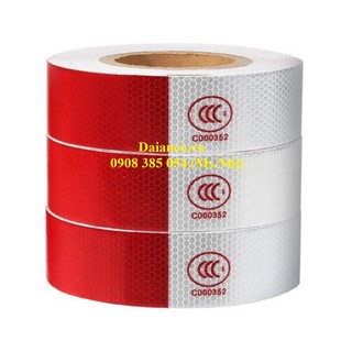 Băng keo phản quang 3M màu trắng đỏ bản 5cm dài 50m
