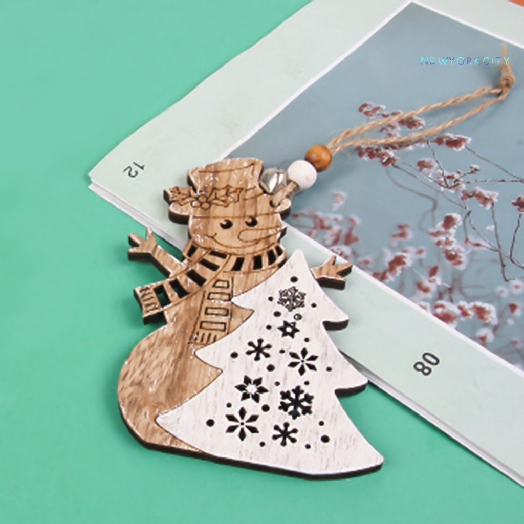 Phụ Kiện Treo Trang Trí Giáng Sinh Bằng Gỗ Hình Ông Già Noel Hoạt Hình Thân Thiện Với Môi Trường