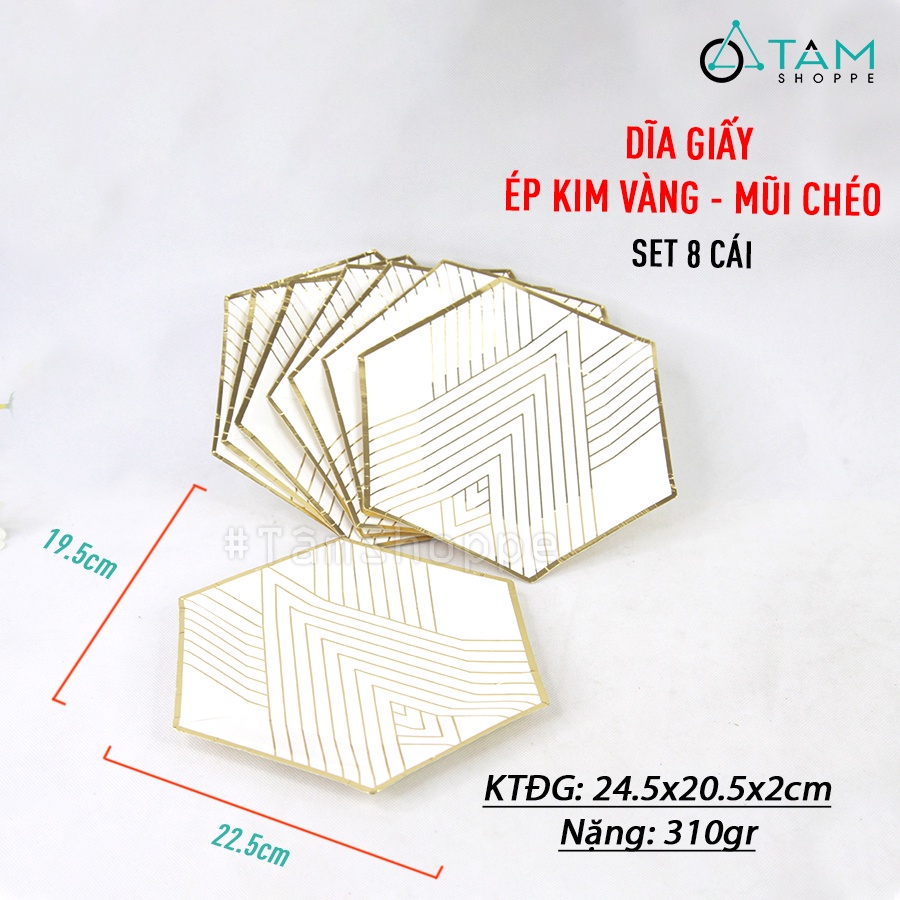 Set đồ giấy chữ Happy Holidays ép kim vàng trang trí tiệc SETDG-03