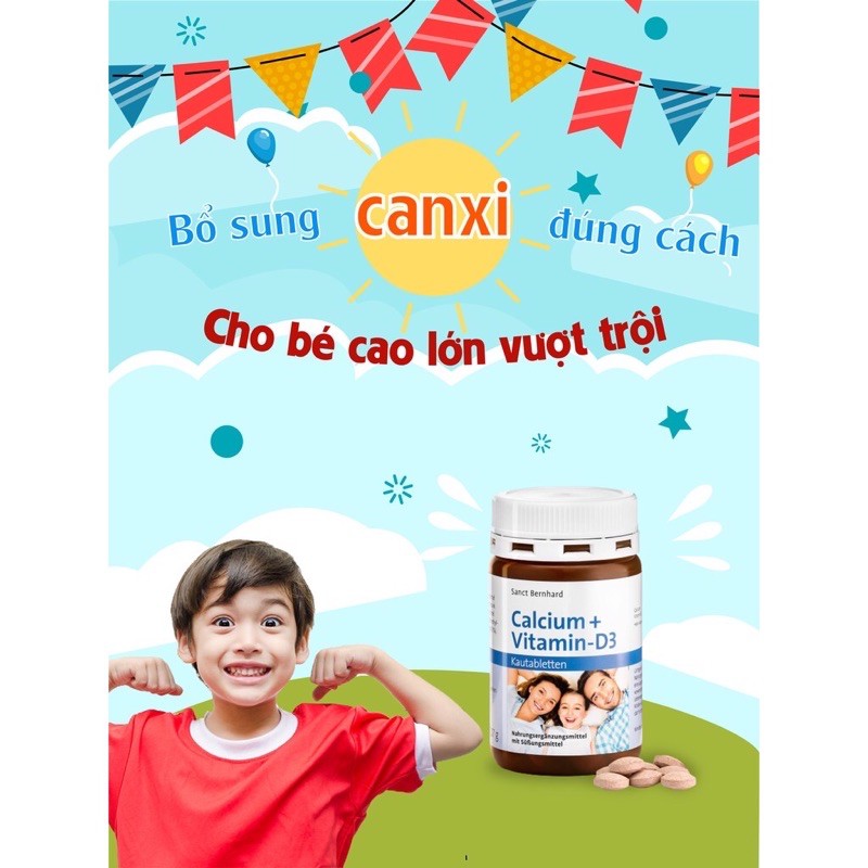 Viên nhai Canxi ngọt vị Socola Calcium + vitamin-D3. Lọ 150 viên. Nhập khẩu Chính hãng CHLB Đức