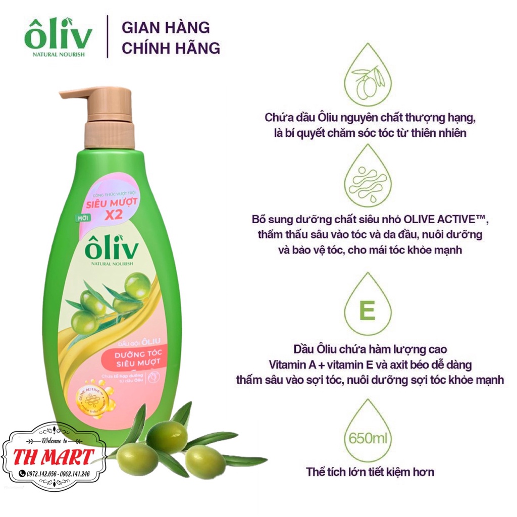 Dầu gội đầu tinh dầu ôliv dưỡng tóc siêu mượt, tóc chắc khoẻ ôliv 650ml - 1 Lít