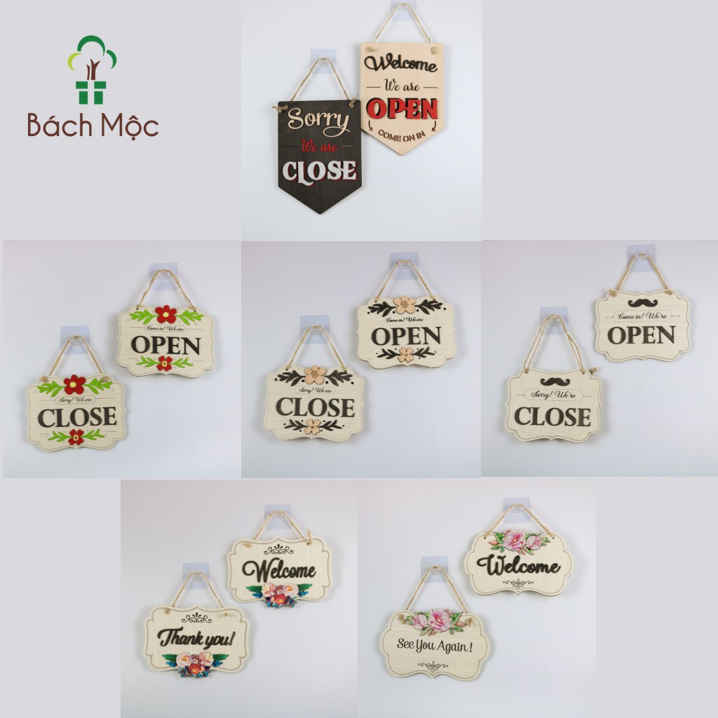 [Mã BMBAU50 giảm 7% đơn 99K] Bảng Gỗ Trang Trí Treo Cửa BÁCH MỘC Nhiều Mẫu Welcome, Open Close