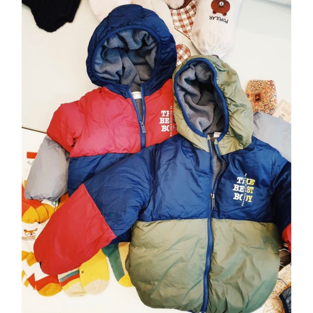 Áo phao lót nỉ prenatal xuất dư ý cho bé trai dày dặn, ấm áp vào mùa đông cho bé size từ 12M đến 10 tuổi