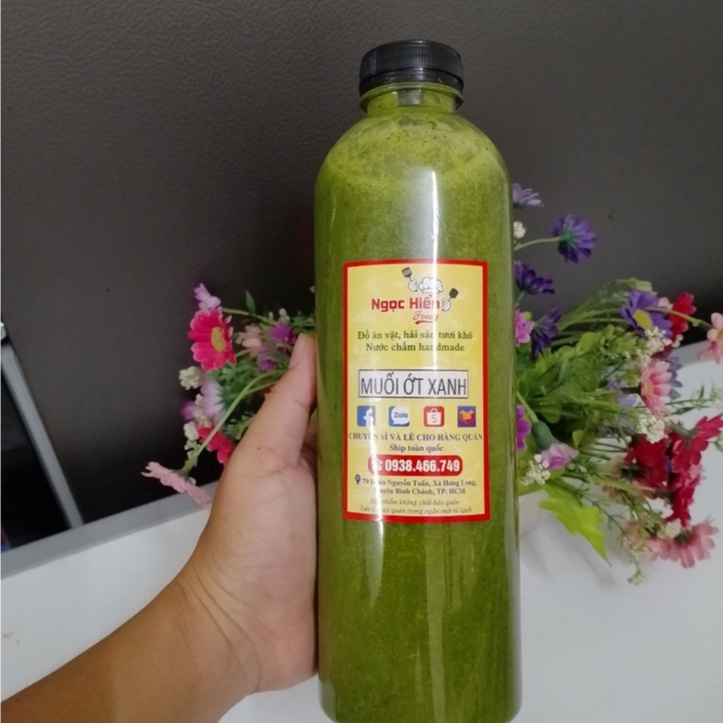 Sỉ muối ớt xanh nhà làm cho hàng quán, giá tiết kiệm chai 1000ml, NGỌC HIỂN FOODS