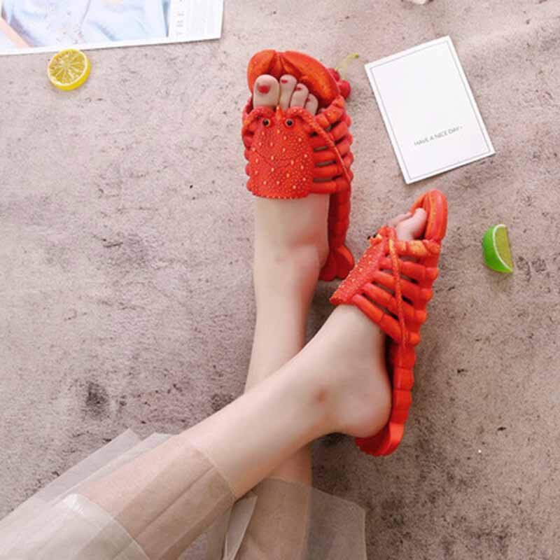 Dép Kẹp Ngón Mềm Hình Tôm Hùm Vui Nhộn Sáng Tạo Chống Thấm Nước Đi Biển Mùa Hè Cho Nam Và Nữ