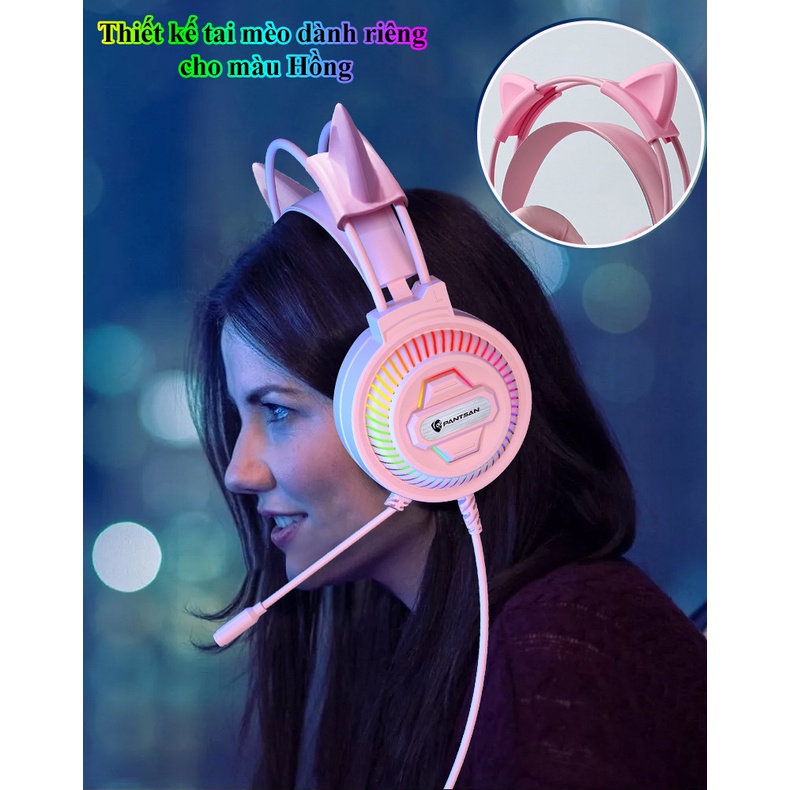 Tai nghe chụp tai gaming có mic, Headphone kèm đèn led âm thanh cực chất dùng cho điện thoại, laptop