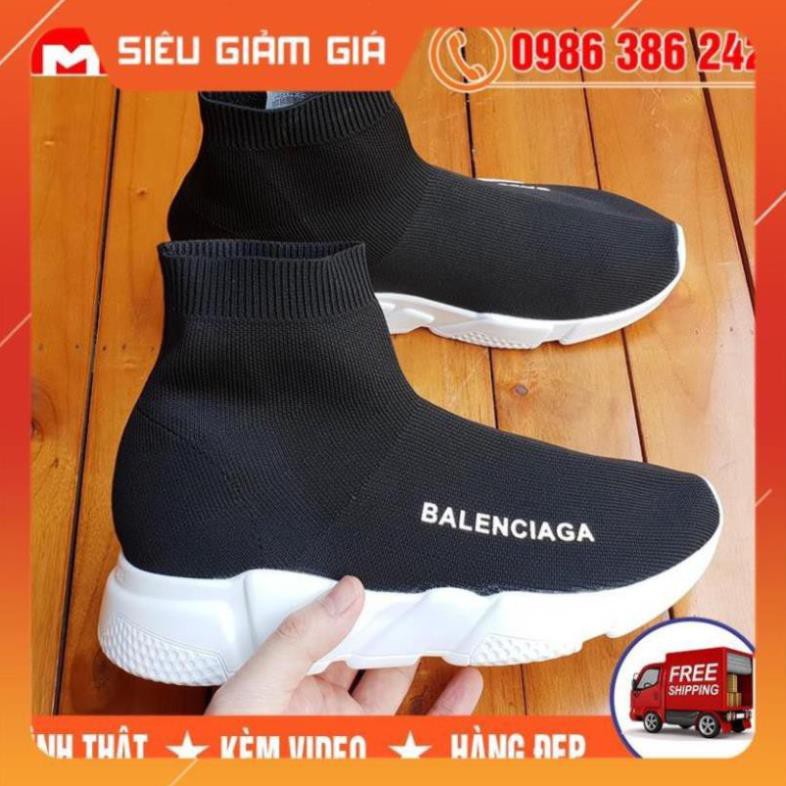 Giày Balen Cổ Chun Đen Trắng Cổ Cao Khuyến Mãi ^ new RT