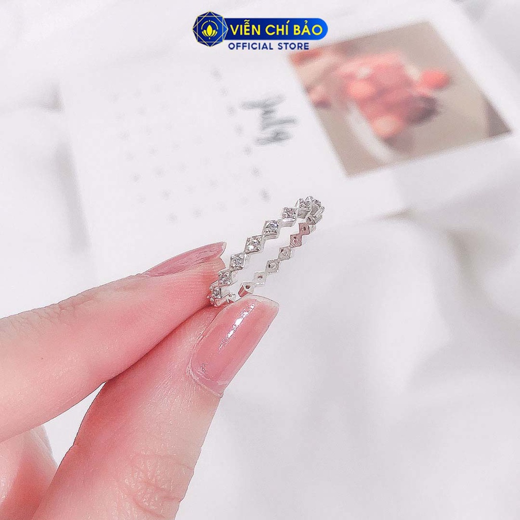 Nhẫn bạc nữ hình thoi đính đá bạc 925 thời trang phụ kiện trang sức nữ thương hiệu Viễn Chí Bảo N400511