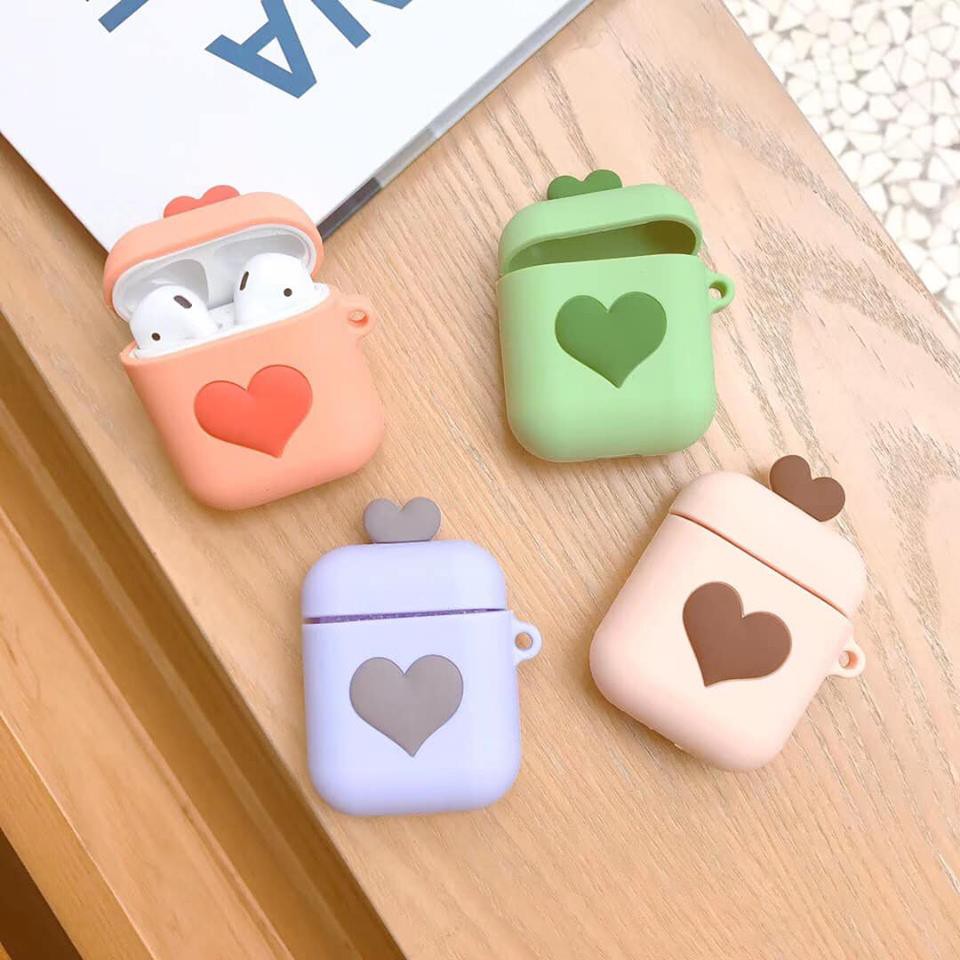 [Ảnh Thật] Bao Ốp Case Silicon Airpods 1/2 Hình Trái Tim Siêu Cute