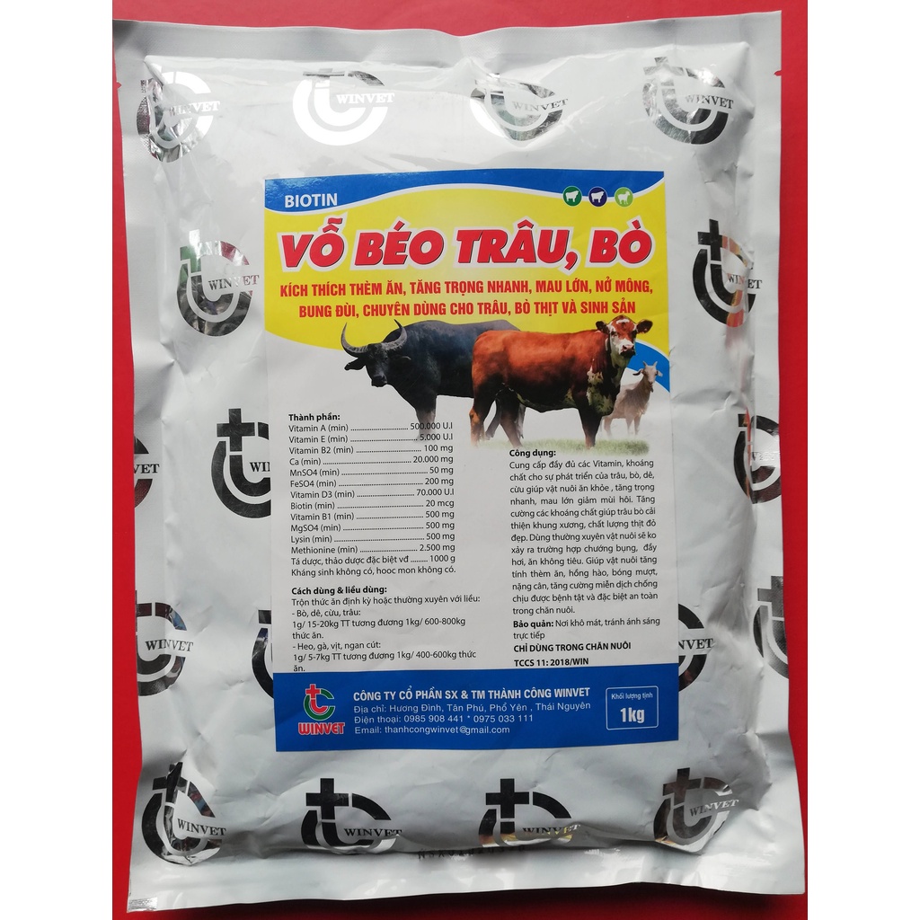 3kg VỖ BÉO TRÂU, BÒ tăng tính thèm ăn, tăng trọng nhanh