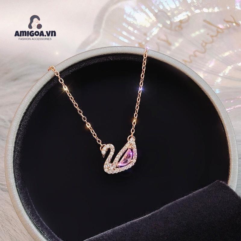 ✨✨Dây chuyền nữ mặt thiên nga đính đá zircon lấp lánh vòng cổ nữ mạ titan thiết kế xinh xắn trẻ trung phong cách Hàn Quốc
