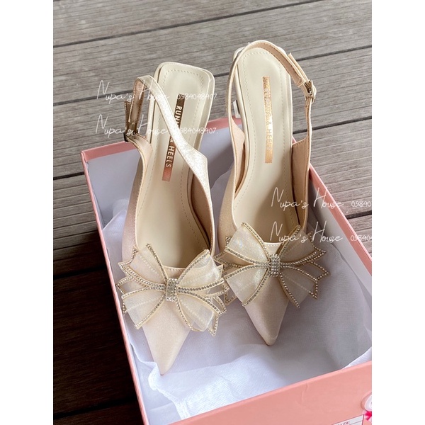 Giày cao gót nơ viền đá