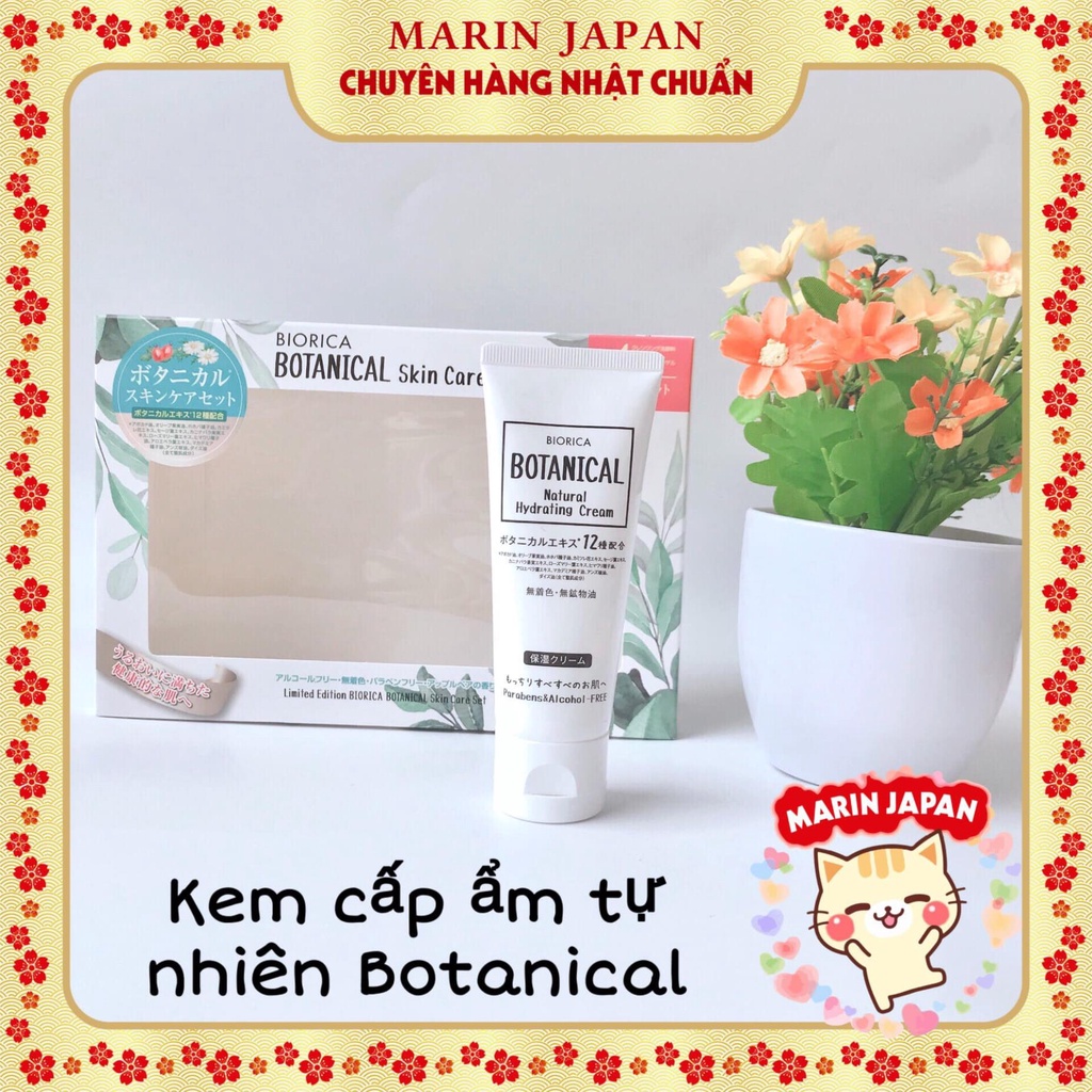 Bộ 4 món skincare cơ bản Biorica Botanical Nhật Bản gồm nước hoa hồng, tẩy trang, gel dưỡng, tẩy trang