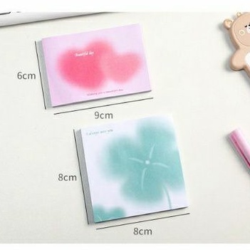 Giấy note ghi chú cỏ 4 lá, chân mèo, trứng opla in mờ màu pasteldễ chịu