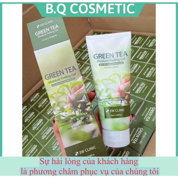 Gel tẩy da chết mặt 3W Clinic Green Tea &amp; Rice Brown Moisture Peeling Gel 180ml Hàn Quốc