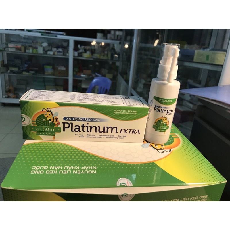 Xịt họng keo ong Platium Extra - Hỗ trợ giảm các triệu chứng ho, khàn tiếng, hóa đờm