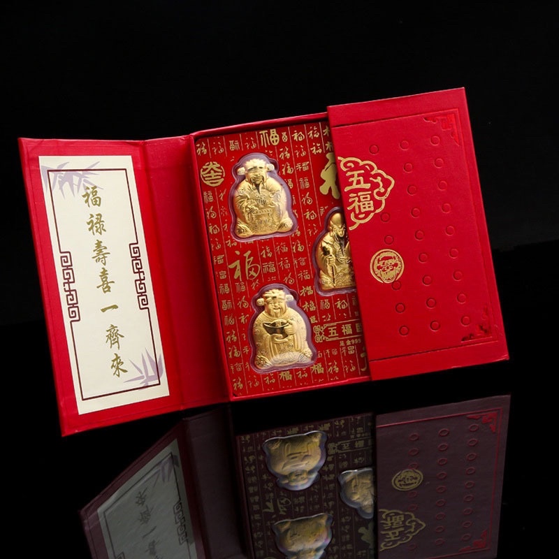 Bộ Ngũ Phúc - PHÚC LỘC THỌ TÀI HỶ mạ vàng CAO CẤP SANG CHẢNH