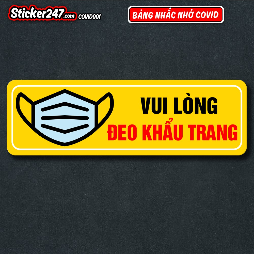 Sticker decal dán chống nước nhắc nhở đeo khẩu trang, rửa tay