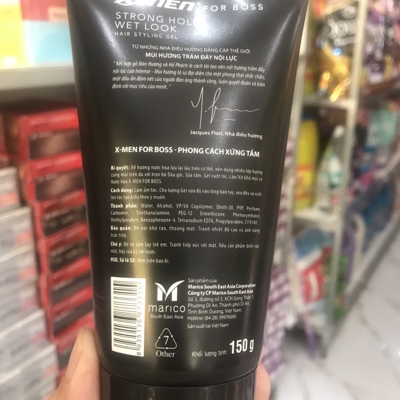 Gel Tạo Nếp Tóc X-Men For Boss Strong Hold Wet Look 150g